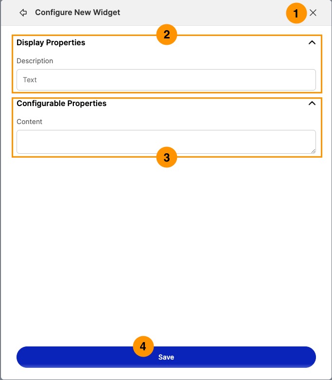 Widget configuration modal