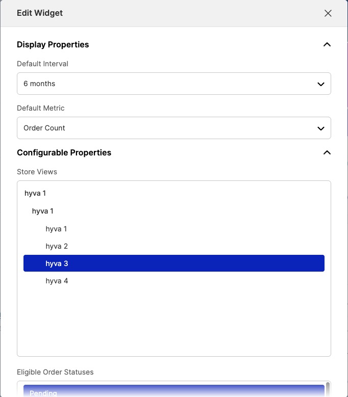 Widget instance edit modal