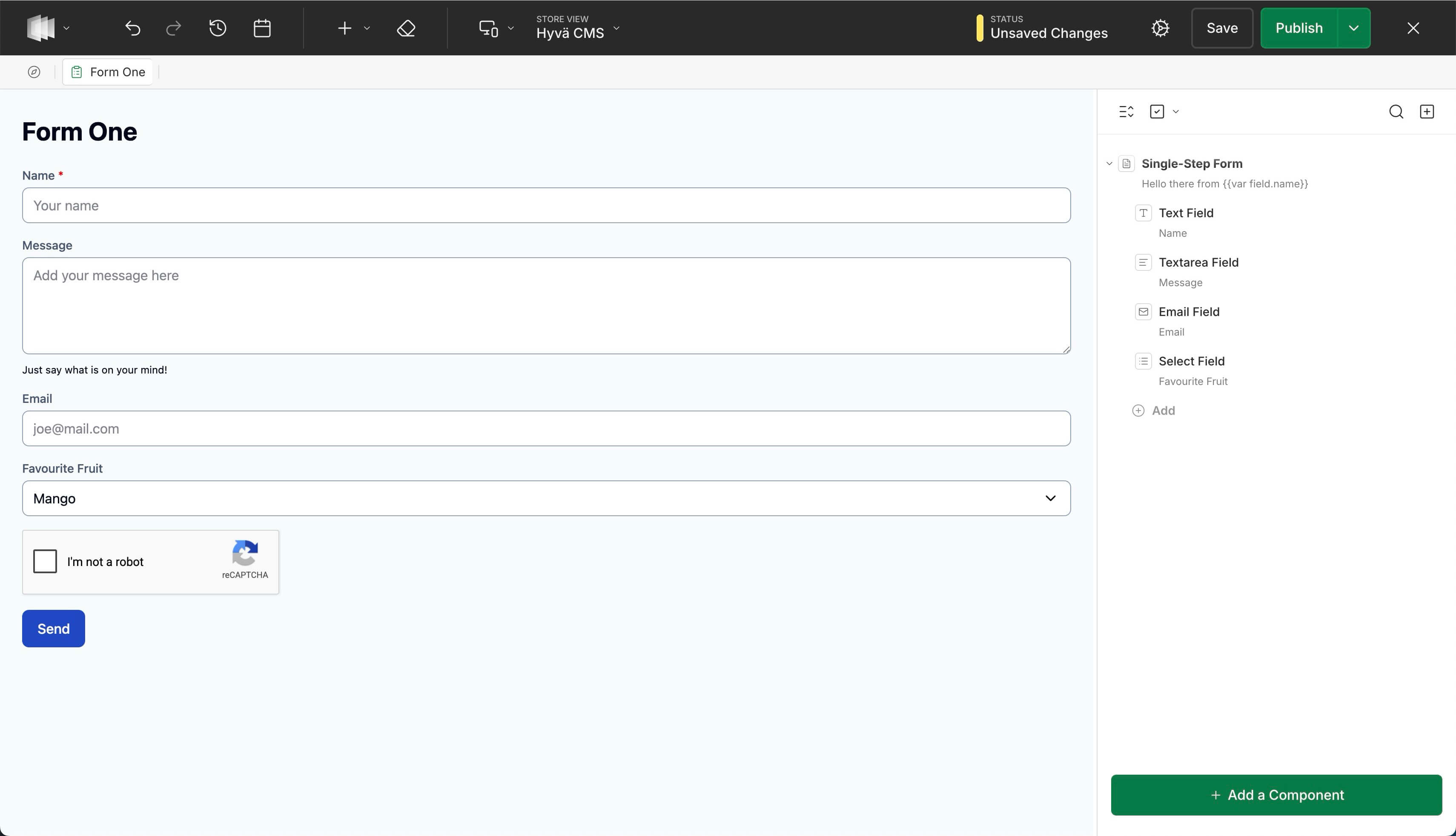 Building a form in the Liveview Editor Building a form in the Liveview Editor