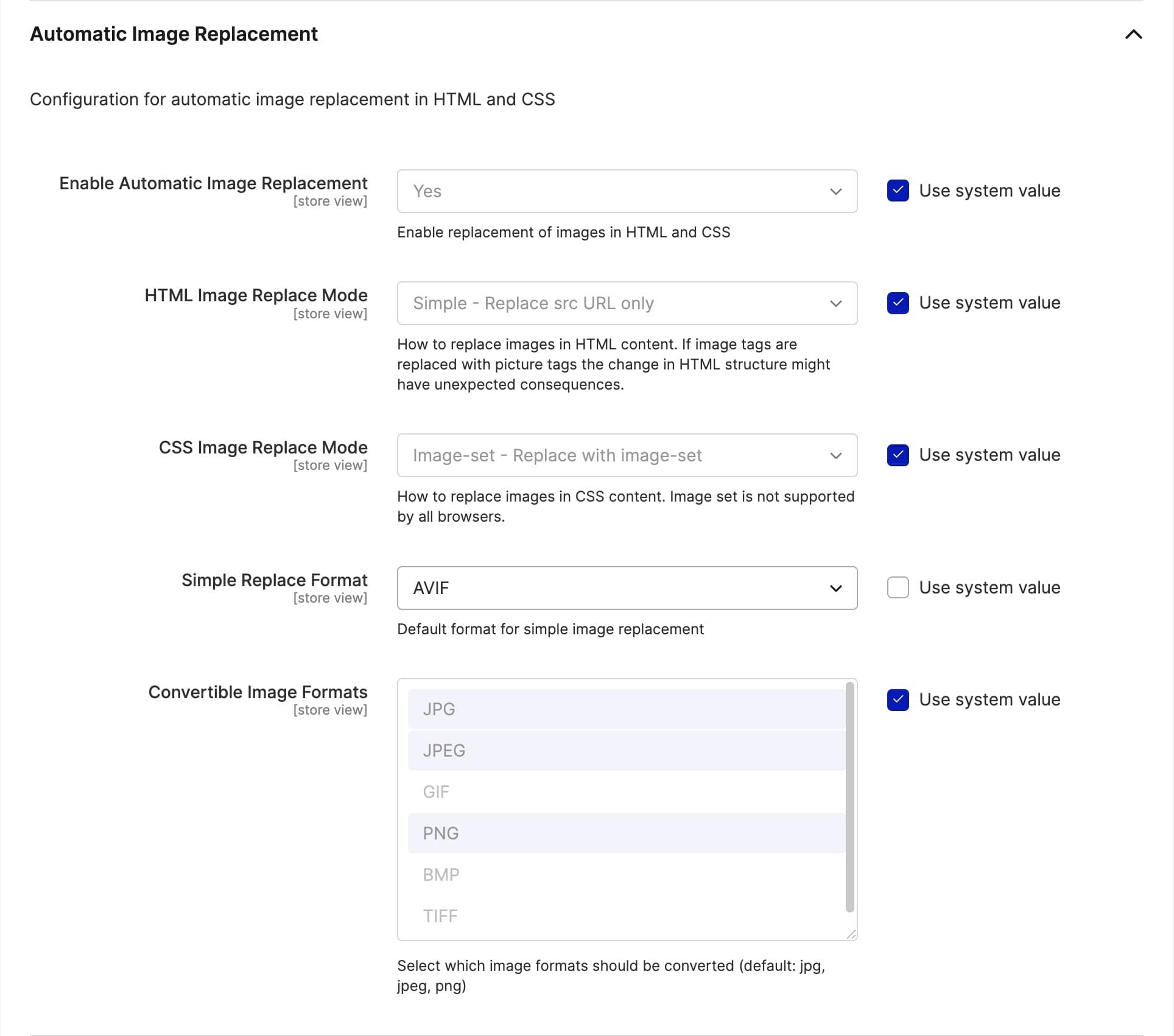 Automatic Image Replacement configuration