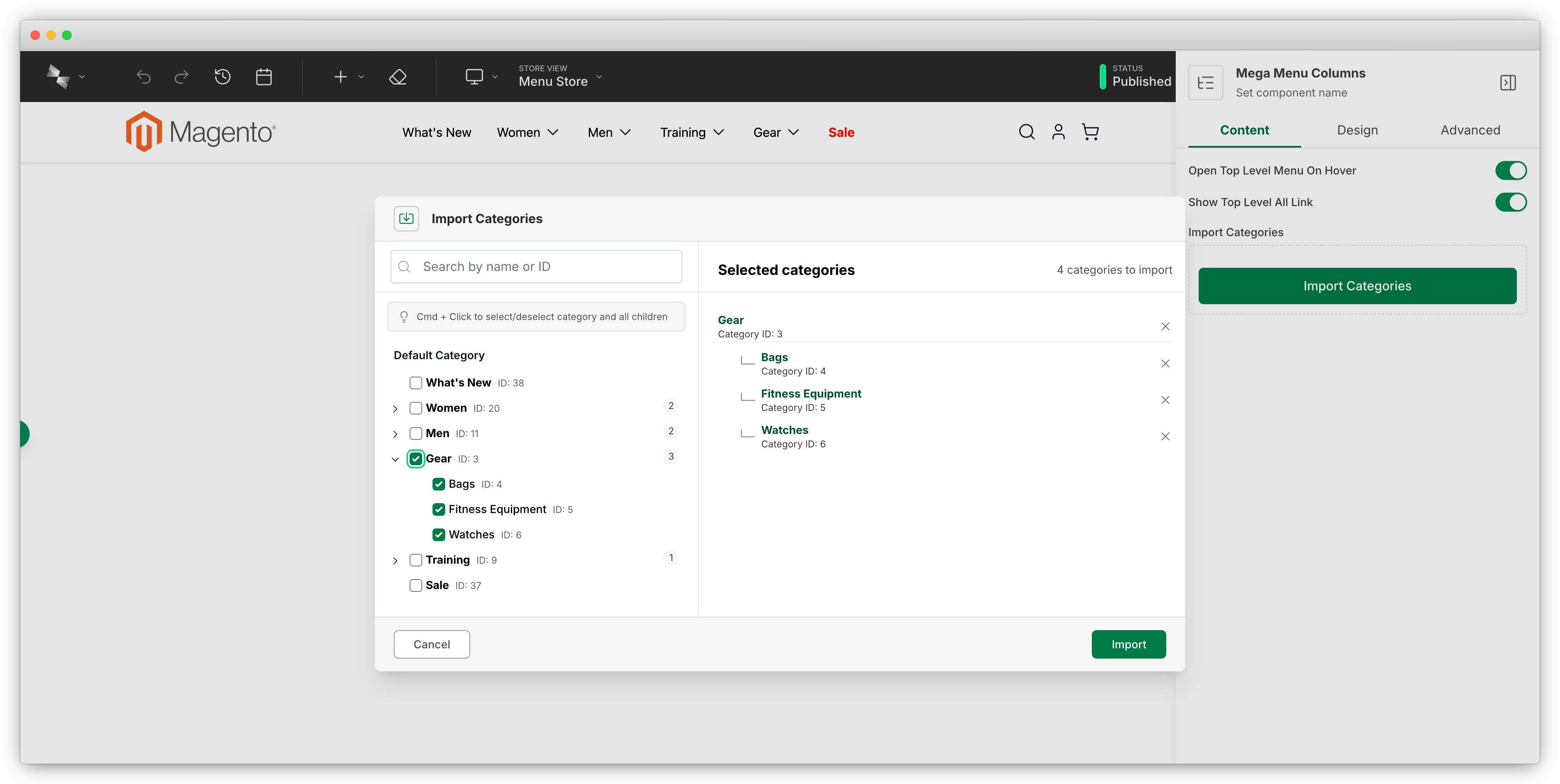 Importing Categories Importing Categories