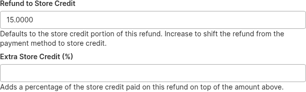 The Refund to Store Credit and Extra Store Credit fields Refund to Store Credit on a credit memo